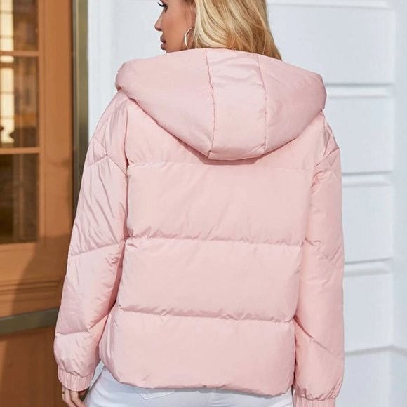 Drop Shoulder Zipper Hooded Down Coat (SHEIN) - Picture 4 of 5